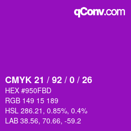Color code: CMYK 21 / 92 / 0 / 26 | qconv.com