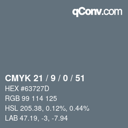 Código de color: CMYK 21 / 9 / 0 / 51 | qconv.com