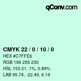 カラーコード: CMYK 22 / 0 / 10 / 0 | qconv.com