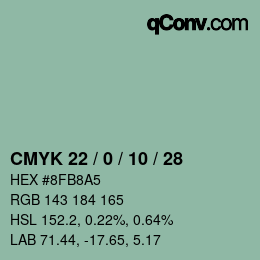 颜色代码: CMYK 22 / 0 / 10 / 28 | qconv.com