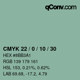 颜色代码: CMYK 22 / 0 / 10 / 30 | qconv.com