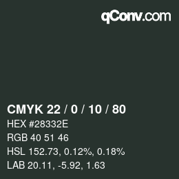 Color code: CMYK 22 / 0 / 10 / 80 | qconv.com