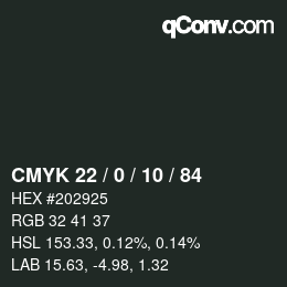 颜色代码: CMYK 22 / 0 / 10 / 84 | qconv.com