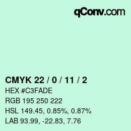 Color code: CMYK 22 / 0 / 11 / 2 | qconv.com