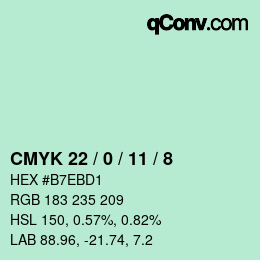 カラーコード: CMYK 22 / 0 / 11 / 8 | qconv.com