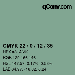 Farbcode: CMYK 22 / 0 / 12 / 35 | qconv.com