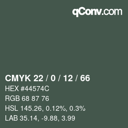 颜色代码: CMYK 22 / 0 / 12 / 66 | qconv.com