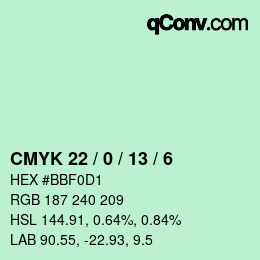 Color code: CMYK 22 / 0 / 13 / 6 | qconv.com