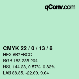 カラーコード: CMYK 22 / 0 / 13 / 8 | qconv.com
