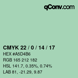 Farbcode: CMYK 22 / 0 / 14 / 17 | qconv.com