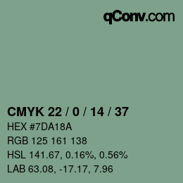 颜色代码: CMYK 22 / 0 / 14 / 37 | qconv.com