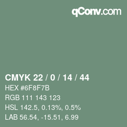 カラーコード: CMYK 22 / 0 / 14 / 44 | qconv.com