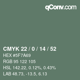 Código de color: CMYK 22 / 0 / 14 / 52 | qconv.com