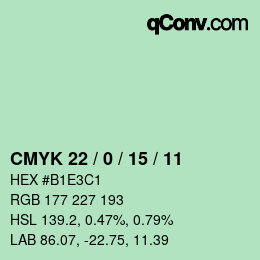 カラーコード: CMYK 22 / 0 / 15 / 11 | qconv.com