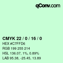 Color code: CMYK 22 / 0 / 16 / 0 | qconv.com