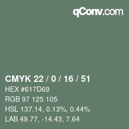 Código de color: CMYK 22 / 0 / 16 / 51 | qconv.com
