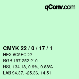 Color code: CMYK 22 / 0 / 17 / 1 | qconv.com