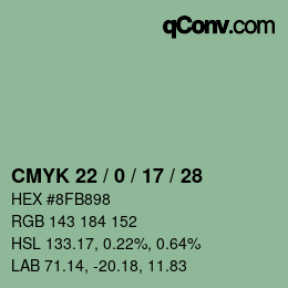 カラーコード: CMYK 22 / 0 / 17 / 28 | qconv.com