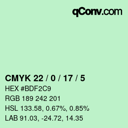 Color code: CMYK 22 / 0 / 17 / 5 | qconv.com