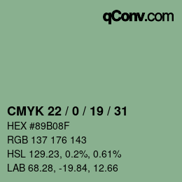 Farbcode: CMYK 22 / 0 / 19 / 31 | qconv.com