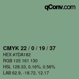 Código de color: CMYK 22 / 0 / 19 / 37 | qconv.com