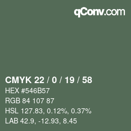 Color code: CMYK 22 / 0 / 19 / 58 | qconv.com