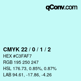 カラーコード: CMYK 22 / 0 / 1 / 2 | qconv.com