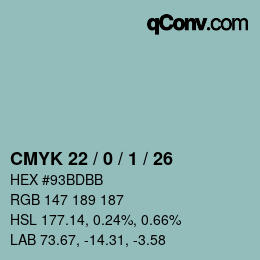 颜色代码: CMYK 22 / 0 / 1 / 26 | qconv.com