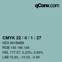 カラーコード: CMYK 22 / 0 / 1 / 27 | qconv.com
