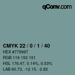 カラーコード: CMYK 22 / 0 / 1 / 40 | qconv.com