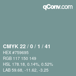 カラーコード: CMYK 22 / 0 / 1 / 41 | qconv.com