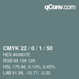 颜色代码: CMYK 22 / 0 / 1 / 50 | qconv.com