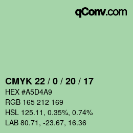 颜色代码: CMYK 22 / 0 / 20 / 17 | qconv.com