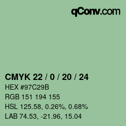 Color code: CMYK 22 / 0 / 20 / 24 | qconv.com