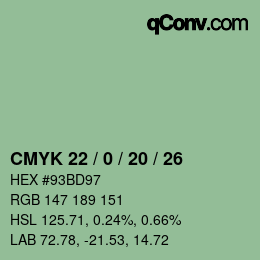 颜色代码: CMYK 22 / 0 / 20 / 26 | qconv.com