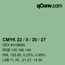 Farbcode: CMYK 22 / 0 / 20 / 27 | qconv.com