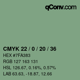 Color code: CMYK 22 / 0 / 20 / 36 | qconv.com