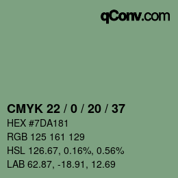 Código de color: CMYK 22 / 0 / 20 / 37 | qconv.com