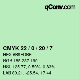 カラーコード: CMYK 22 / 0 / 20 / 7 | qconv.com