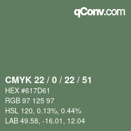 Color code: CMYK 22 / 0 / 22 / 51 | qconv.com