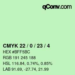 Color code: CMYK 22 / 0 / 23 / 4 | qconv.com