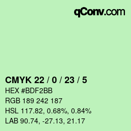 Color code: CMYK 22 / 0 / 23 / 5 | qconv.com