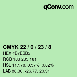 Color code: CMYK 22 / 0 / 23 / 8 | qconv.com
