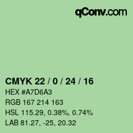 カラーコード: CMYK 22 / 0 / 24 / 16 | qconv.com