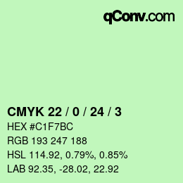 颜色代码: CMYK 22 / 0 / 24 / 3 | qconv.com