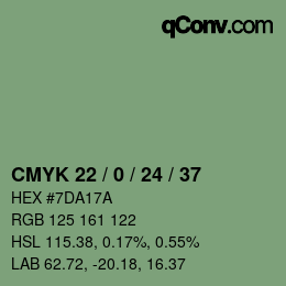 カラーコード: CMYK 22 / 0 / 24 / 37 | qconv.com