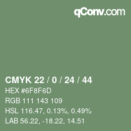 カラーコード: CMYK 22 / 0 / 24 / 44 | qconv.com