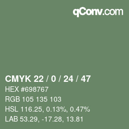 Color code: CMYK 22 / 0 / 24 / 47 | qconv.com