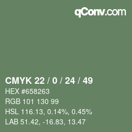 カラーコード: CMYK 22 / 0 / 24 / 49 | qconv.com