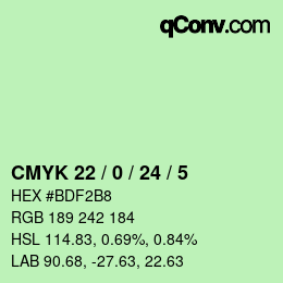 カラーコード: CMYK 22 / 0 / 24 / 5 | qconv.com
